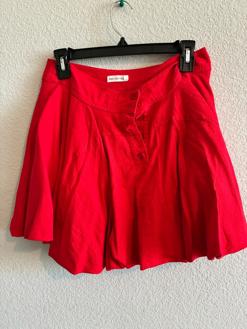 Avec Les Filles Bright Red Flared Button-Front Skirt